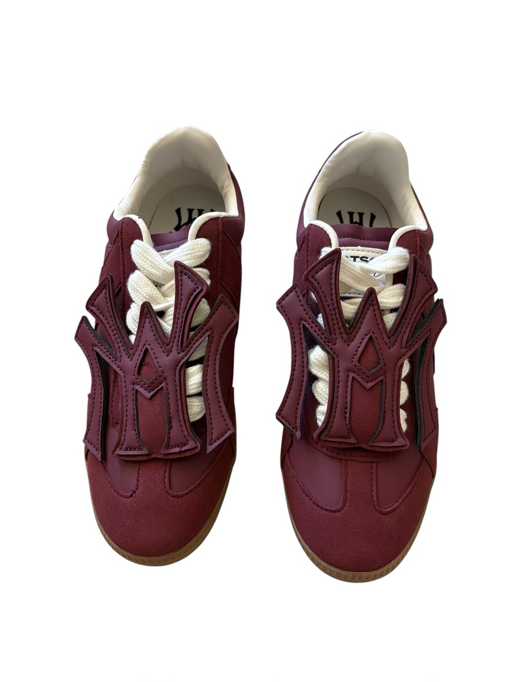 WATSON Leather Suede Maroon Low Top Sneakers Shoes Mens 9.5 Burgundy Gum Sole